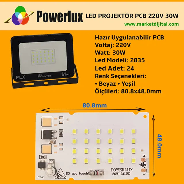220 Volt 12 Watt SMD 3030 Ledli Hazır Led Dizgili Pcb Beyaz 6500K