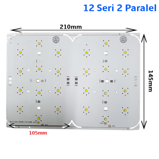 24x3 Watt Edison 3535 Ledli 210x145mm Modül 12 Seri 2 Paralel