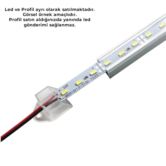 PJ1094 Tek Sıra Led Pcb İçin 1 Mt Bar Led Profil (İthal Profil)