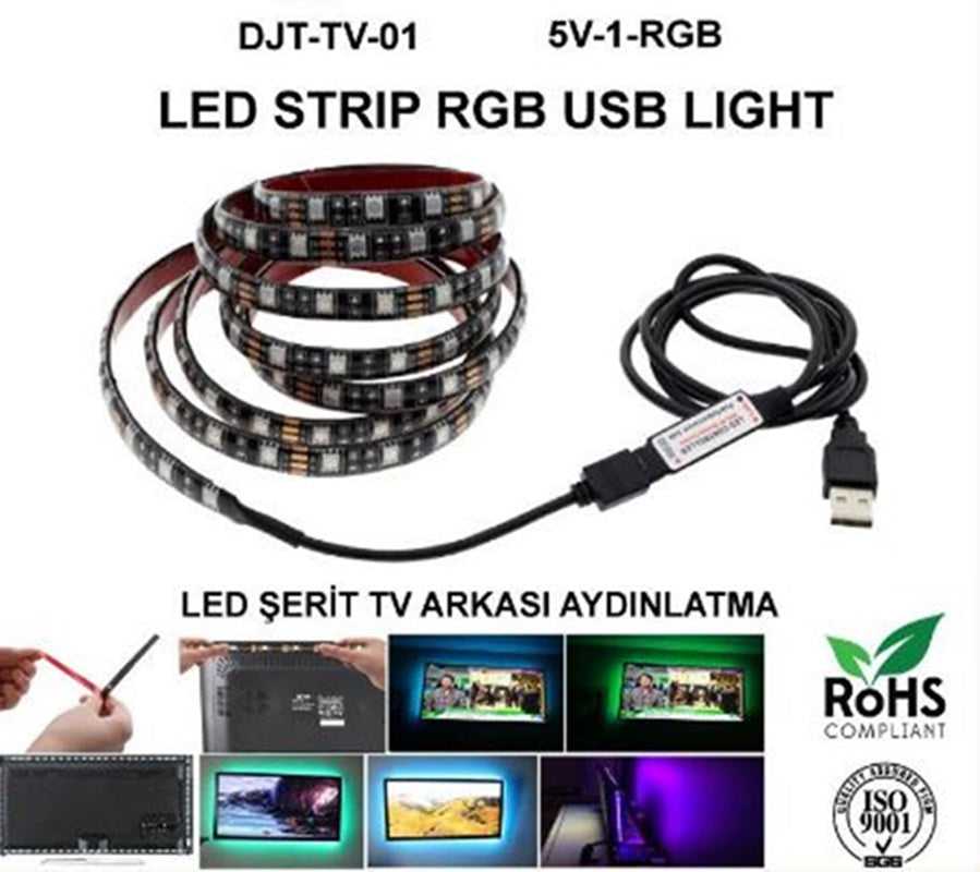 Powermax TV Arkası Şerit Led 5V RGB IR Kumandalı