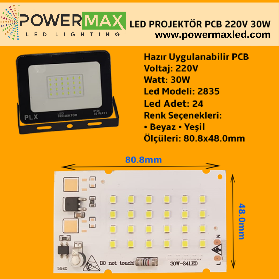 220V 30W SMD 2835 Ledli Hazır Projektör PCB