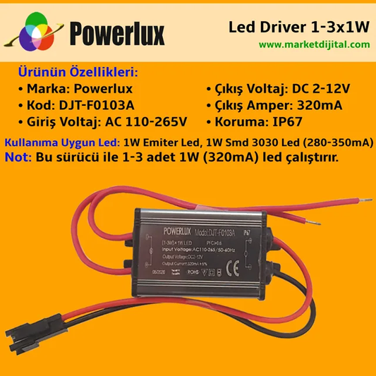 1-3x1W Led Driver DJT-F0103A IP67