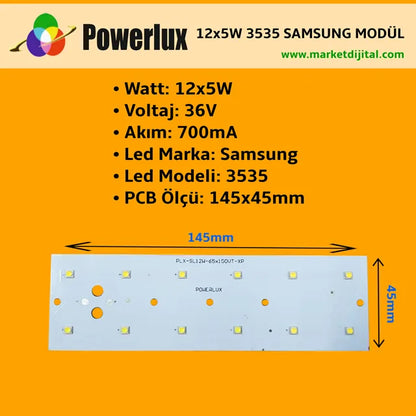 12x5 Watt Samsung 3535 Ledli Modül 145x45mm Natural Beyaz 4500K