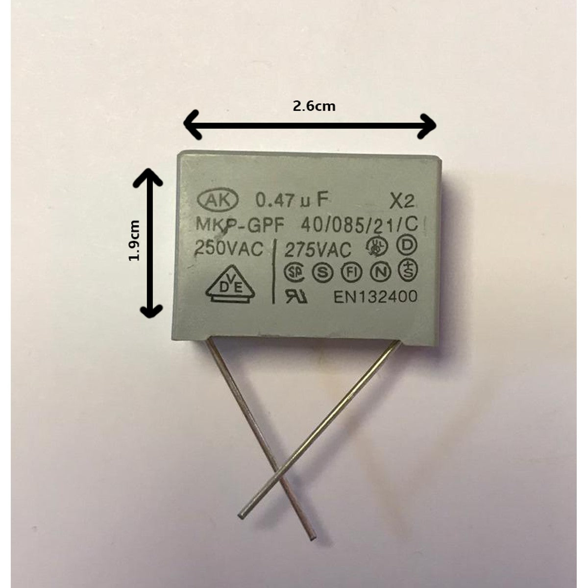 0.47uf 275v x2 capacitor 40/085/21/C MKP-GPF 22MM