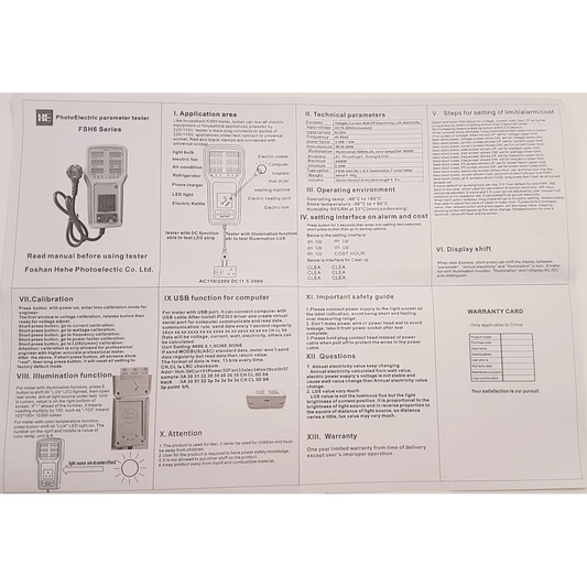 FSH6 Series Enerji Sarfiyat Ölçer Power Metre