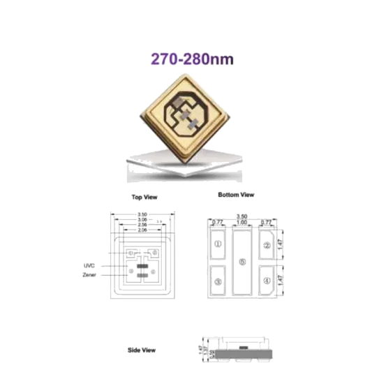 PLX-UVC-1W 3535 6 Volt 1 Watt UVC Led