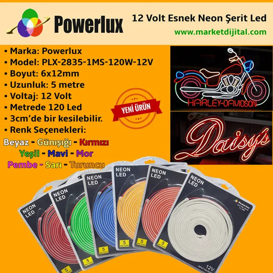 Powermax 12 Volt 6x12mm Esnek Neon Led