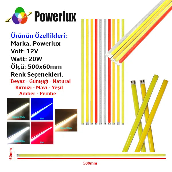 Powermax 12V 20W COB LED 500x60mm Chip