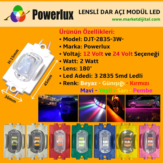Powermax 24 Volt 2 Watt Lensli Dar Açılı Modül Led