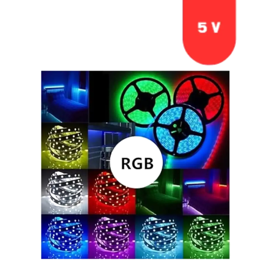 Powermax 3 Çip RGB Şerit Led 5 Volt 60 Led  5mt