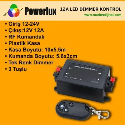 Powermax Şerit Led Kontrol RF Kumandalı Dimmer 12A 12-24V