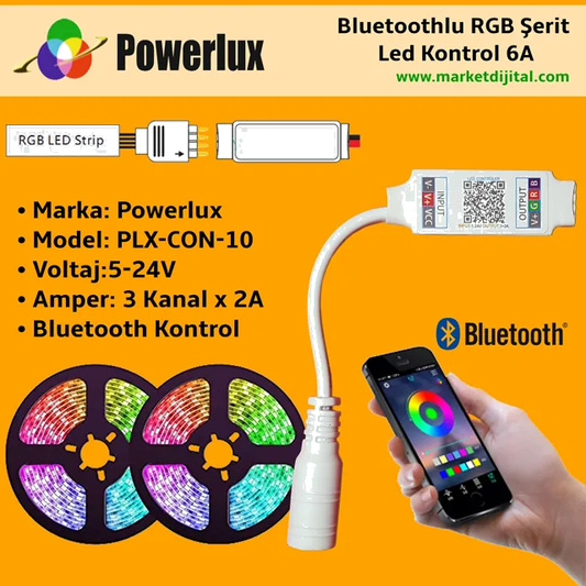 Powermax Bluetoothlu RGB Şerit Led Kontrol 3x2A 5-24V