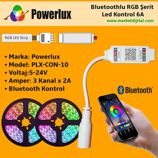 Powermax Bluetoothlu RGB Şerit Led Kontrol 3x2A 5-24V