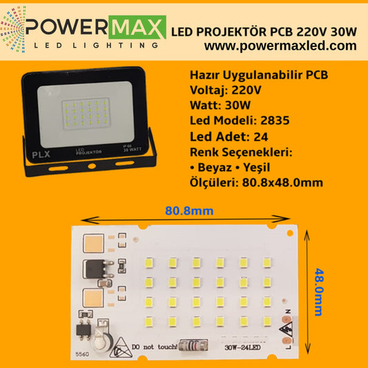 220V 30W SMD 2835 Ledli Hazır Projektör PCB