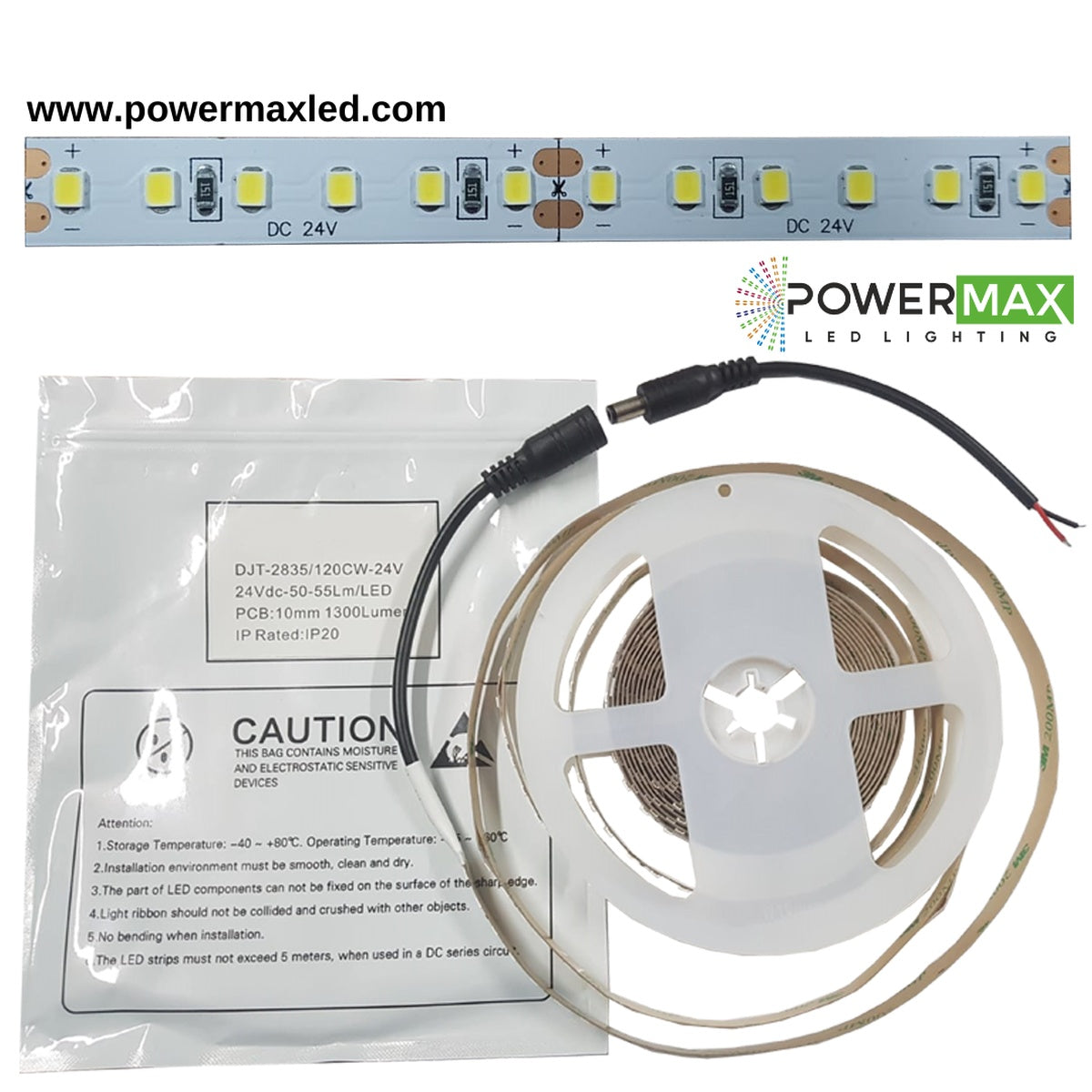 Powermax 24Volt 2835 Tek Çipli 120 Led Şerit Led
