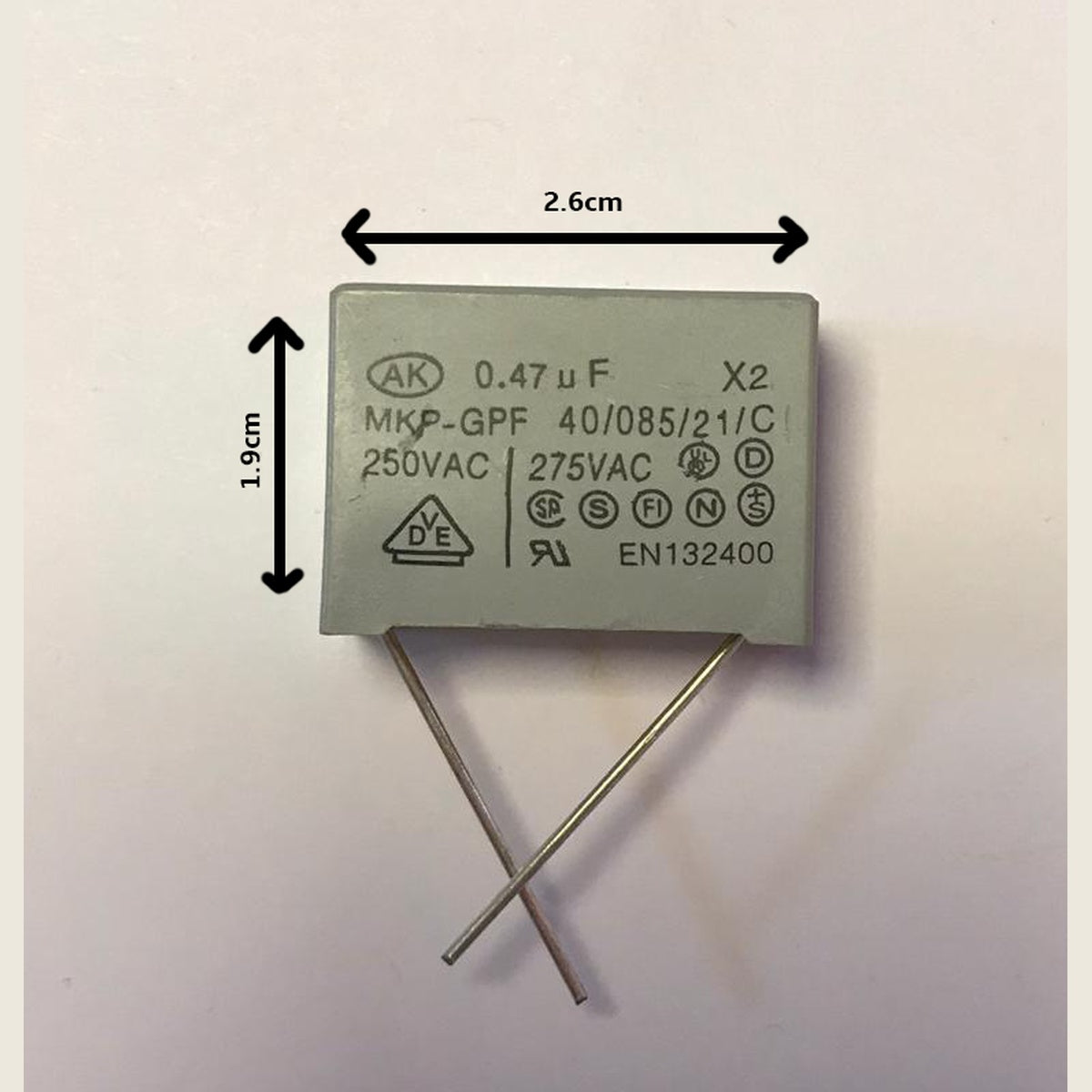 0.47uf 275v x2 capacitor 40/085/21/C MKP-GPF 22MM