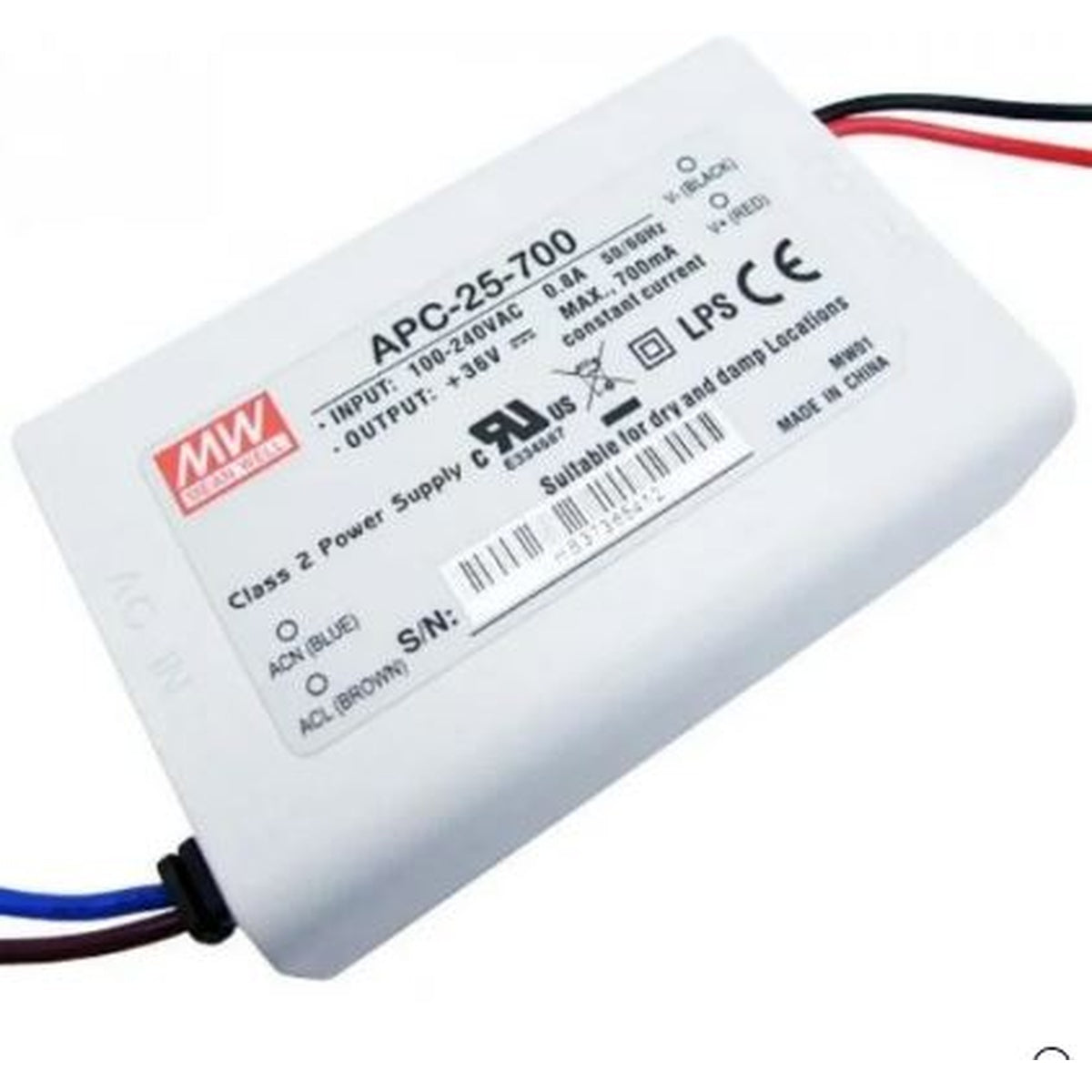 APC-25-700 11-36 Volt 700 mA IP42 Meanwell