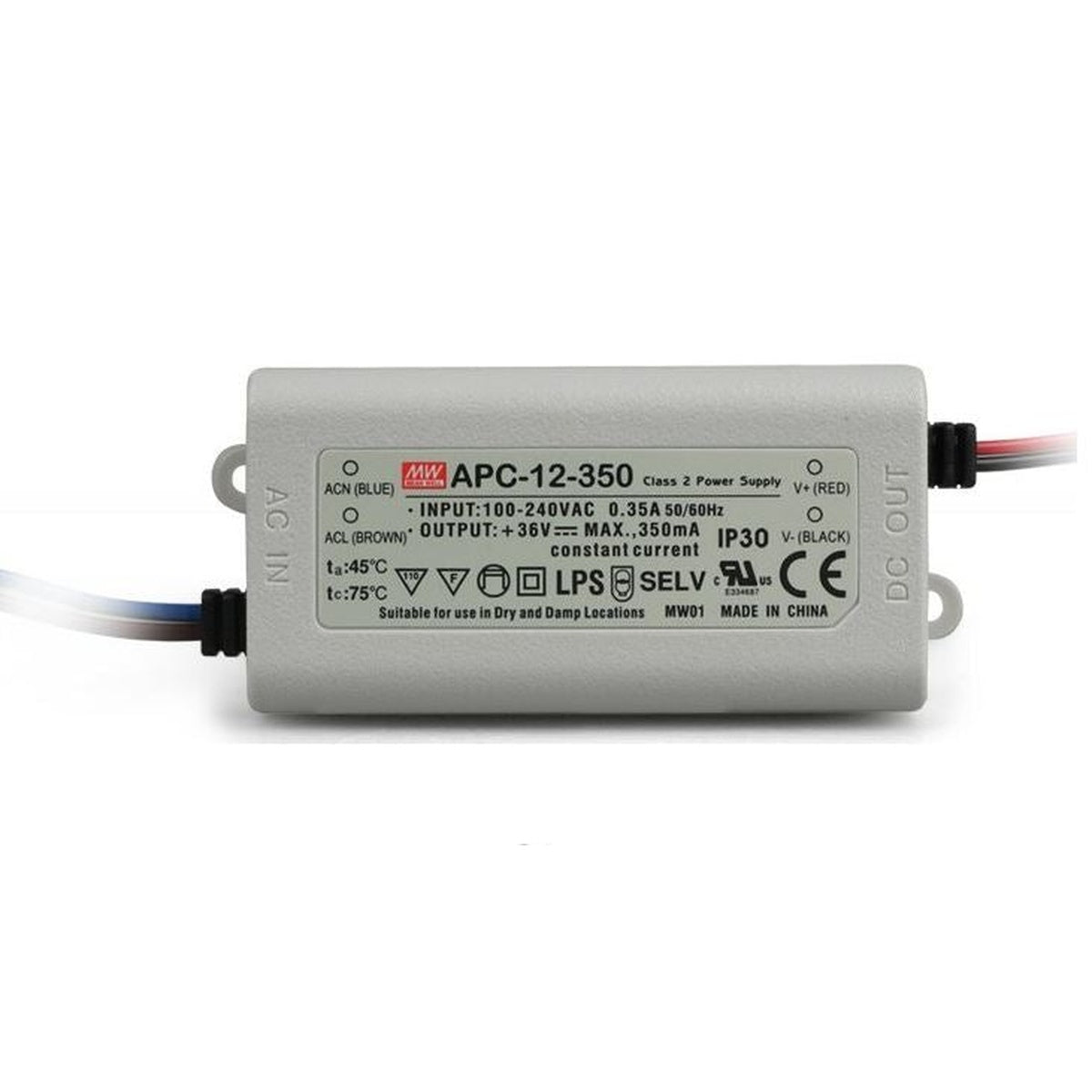 APC-12-350 9-36 Volt 350 mA IP42 Meanwell