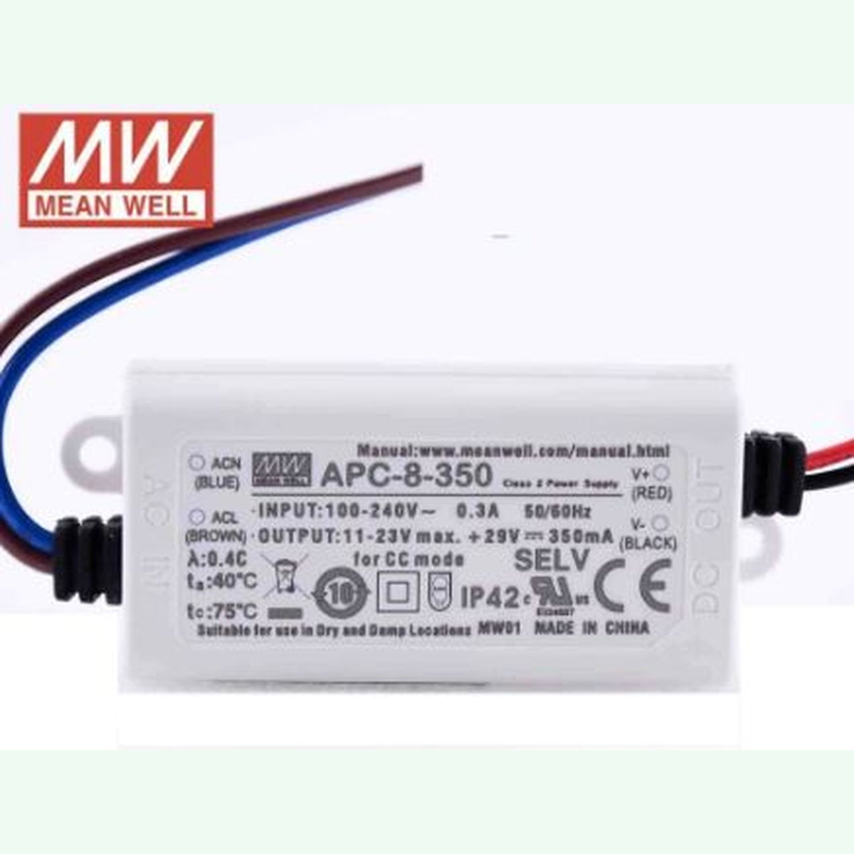 APC-8-350 11-23 Volt 350 mA IP42 Meanwell