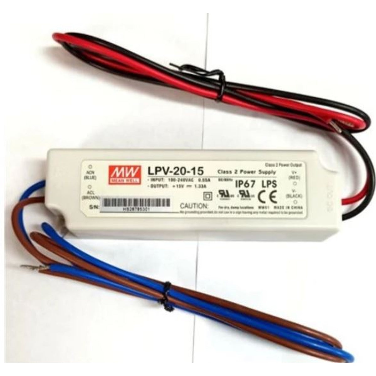 LPV-20-15 15 Volt 1.33 Amper IP67 Meanwell