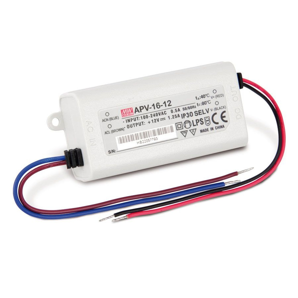 APV-16-12 12 Volt 1.25 Amper IP30 Meanwell