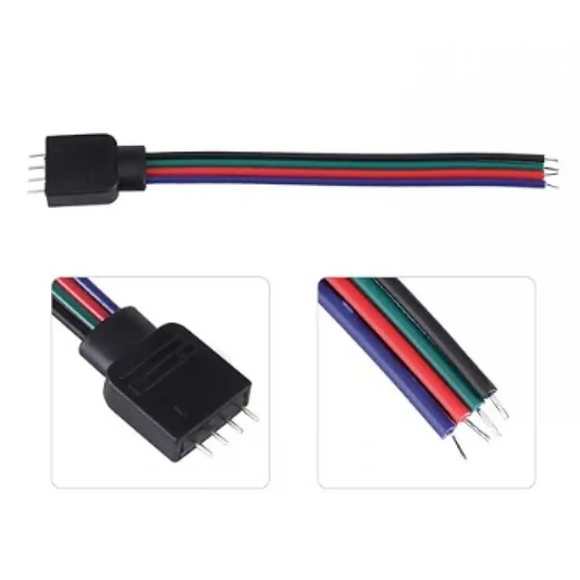 RGB Şerit Led Soketli Kablo 4 Pin Erkek İğneli