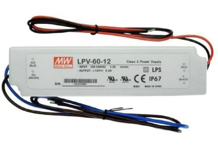 LPV-60-12 12 Volt 5 Amper IP67 Meanwell