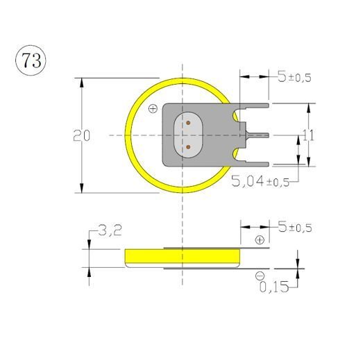 CR2032 (73) 3Pin Dik 3V Lithium Pil