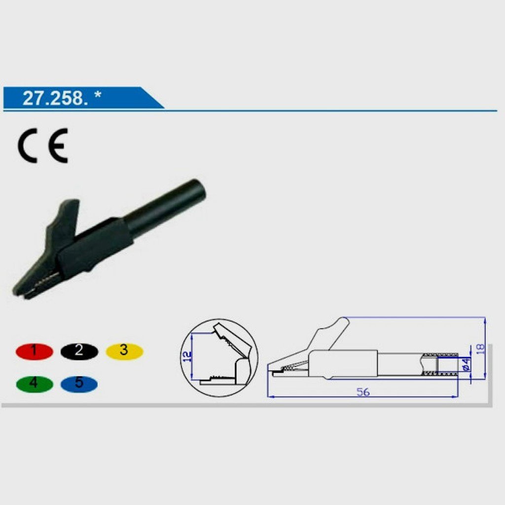 AF-0116B Krokodil Klip Küçük Krokodil Kırmızı-Siyah Takım