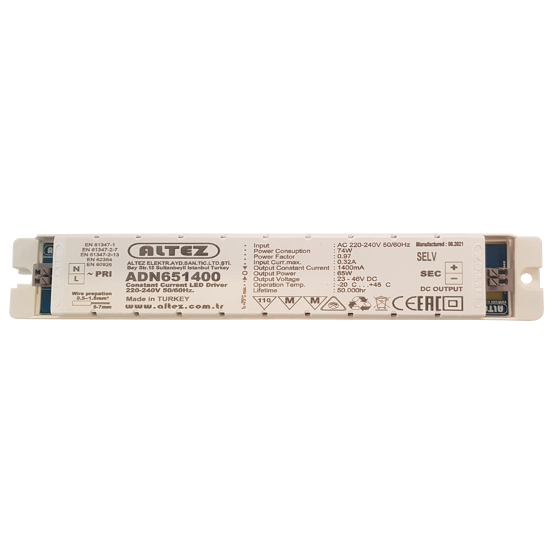 Altez 65W Led Driver 1400mA 23-46Vdc ADN651400