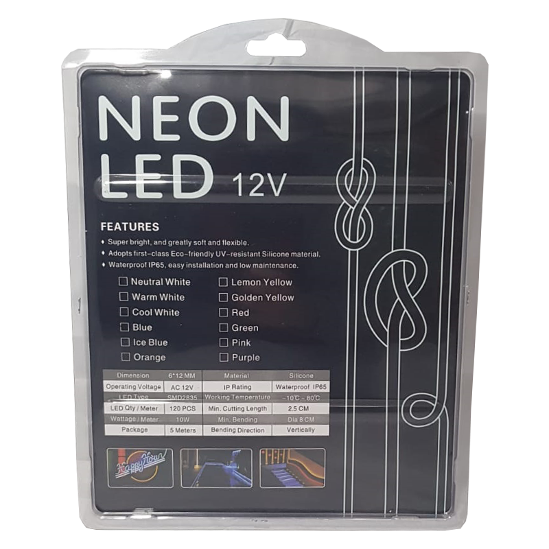 Powermax A Kalite 12 Volt 6x12mm Esnek Neon Led (5 Metre)