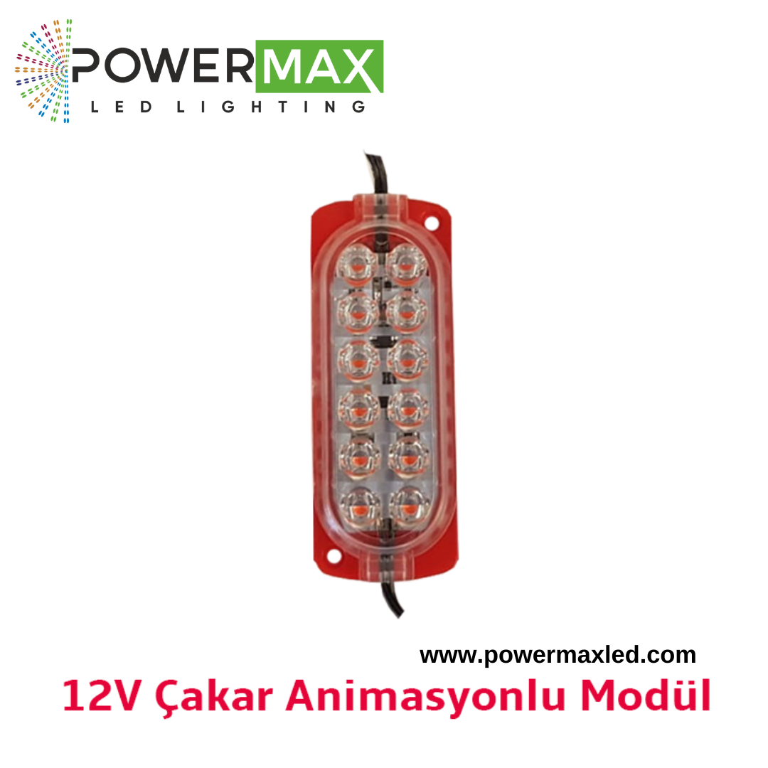 12 Volt 2.4 Watt Animasyonlu Çakar Modül 12 Ledli