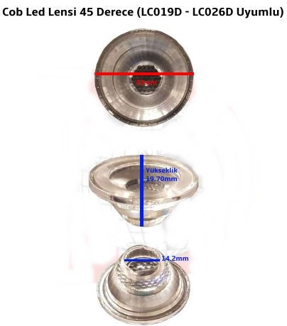 Cob Led Lensi 45 Derece (LC019D - LC026D Uyumlu)