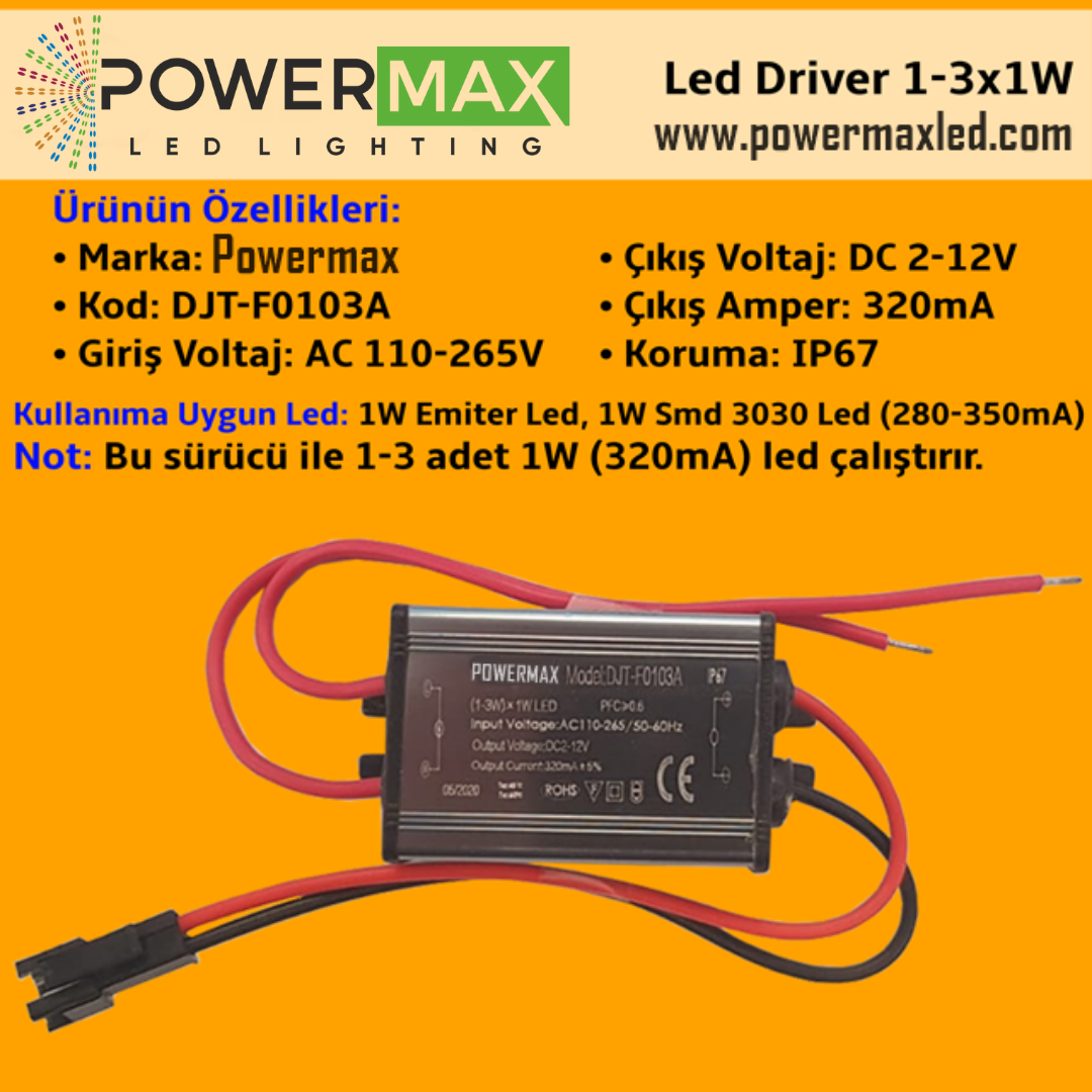 1-3x1W Led Driver DJT-F0103A IP67