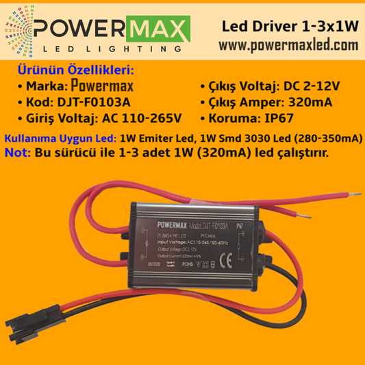 1-3x1W Led Driver DJT-F0103A IP67