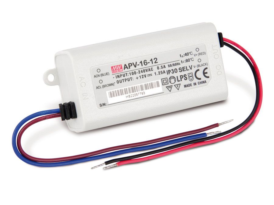 APV-16-12 12 Volt 1.25 Amper IP30 Meanwell