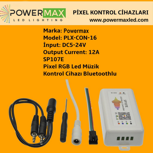 Powermax Pixel RGB Led Müzik Kontrol Cihazı Bluetoothlu SP107E