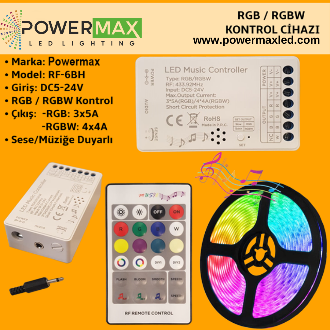 Powermax RGB / RGBW Müzik Sese Duyarlı Kontrol Cihazı