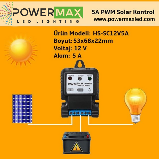 PWM Solar Controller (Solar Şarj Cihazı) 5 Amper