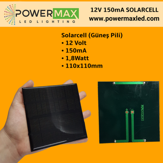 12 Volt 150mA Solarcell (Güneş Pili & Güneş Paneli)