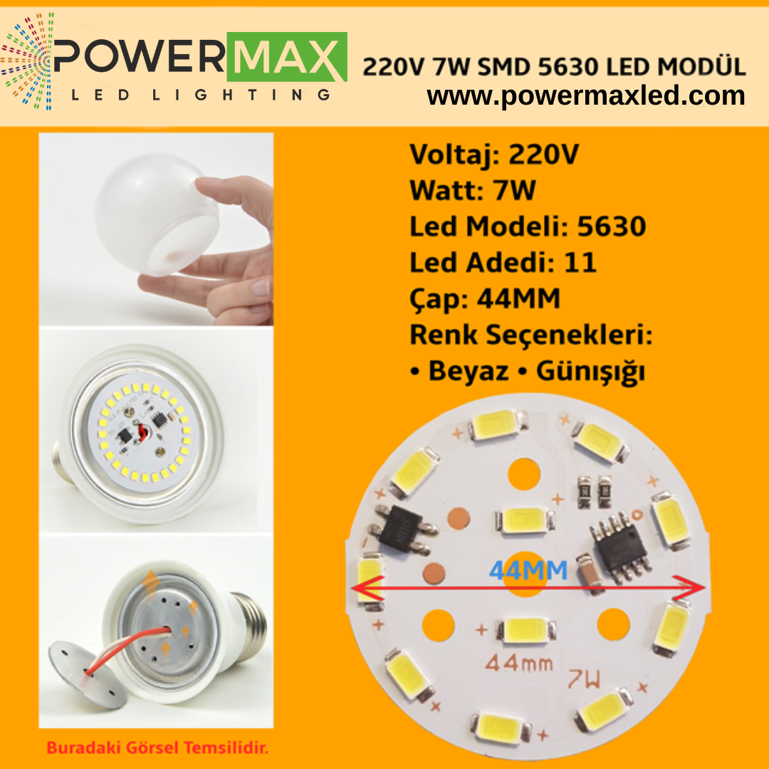 220 Volt 7 Watt SMD 5630 Ledli Hazır Led Modül 44MM