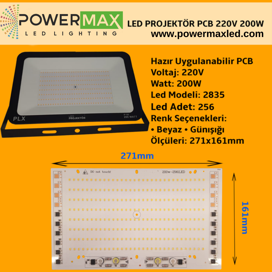 220V 200W SMD 2835 Ledli Hazır Projektör PCB