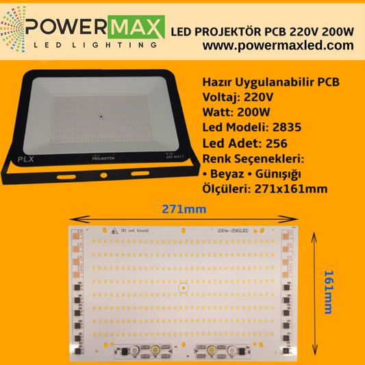 220V 200W SMD 2835 Ledli Hazır Projektör PCB