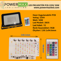 220V 50W SMD 2835 Ledli Hazır Projektör PCB RGB IR Kumandalı