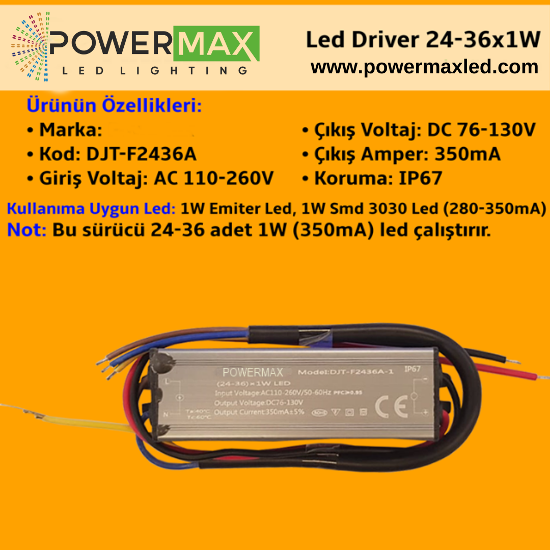 24-36x1W Led Driver DJT-F2436A IP67