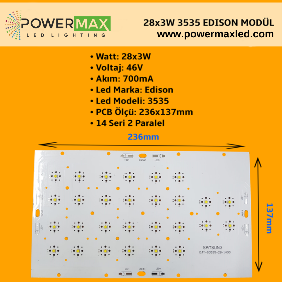 28x3 Watt 3535 Ledli Modül 236x137mm