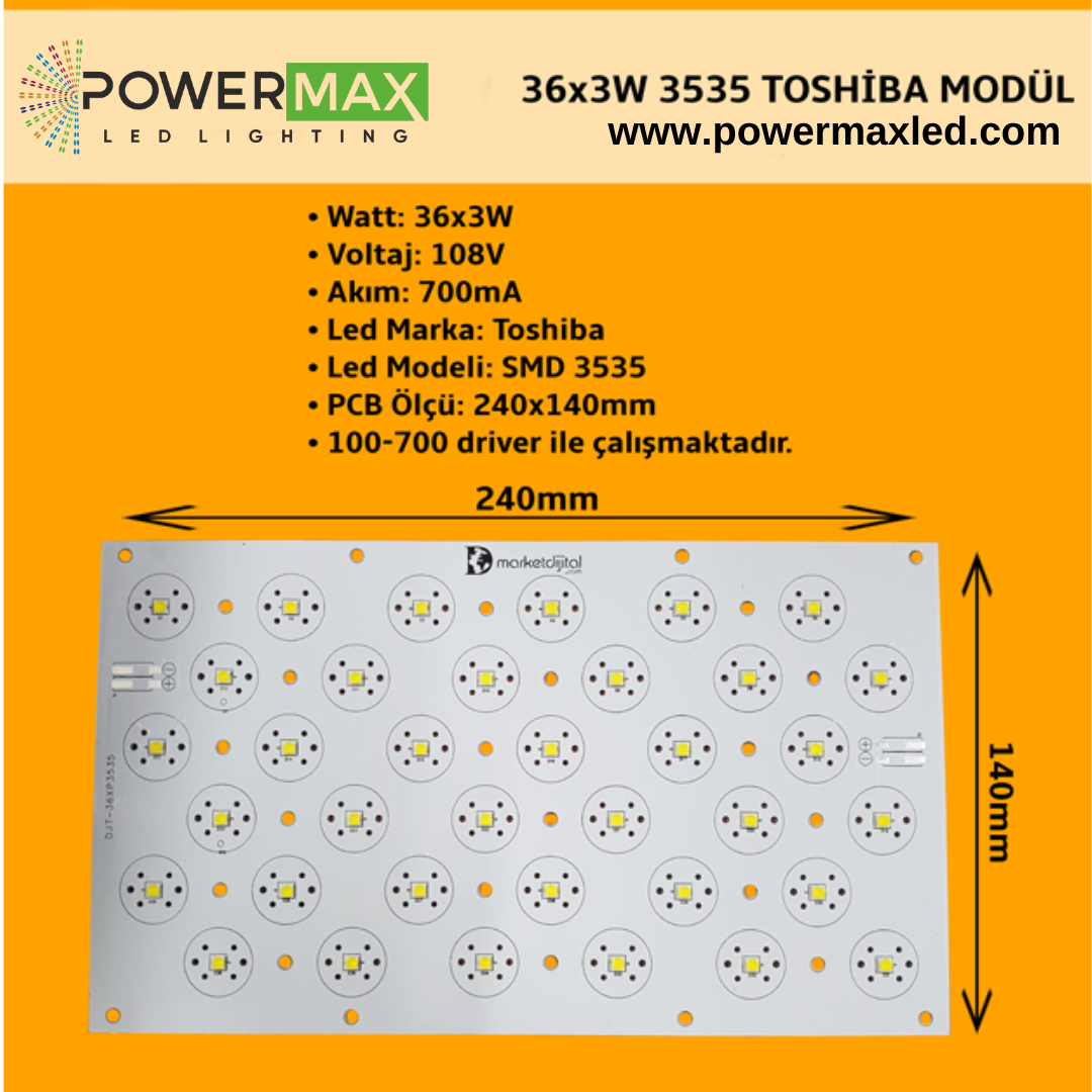 36x3 Watt Toshiba 3535 Ledli Modül 14x24cm