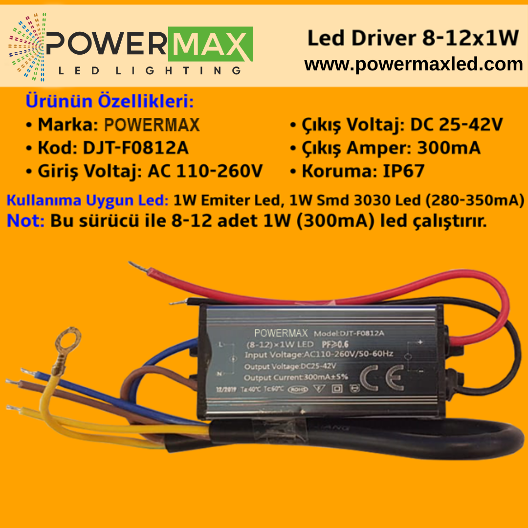 8-12x1W Led Driver DJT-F0812A IP67