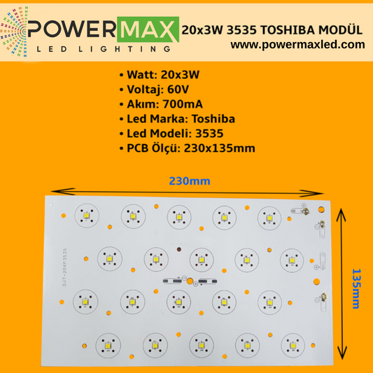 20x3 Watt Toshiba 3535 Ledli Modül 230x135mm