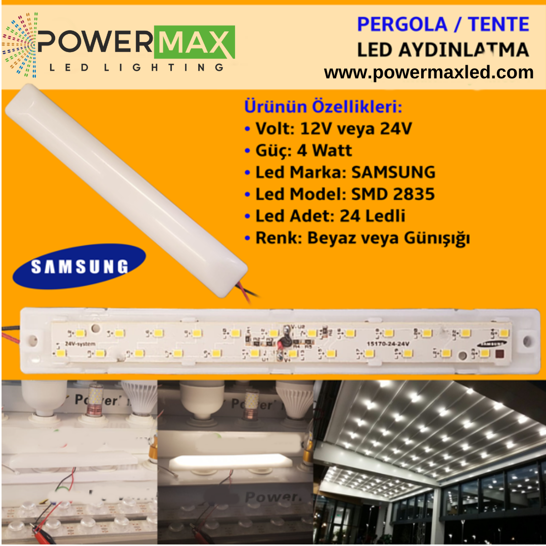 Pergola Tente Led Aydınlatma Samsung 2835 Ledli 4W